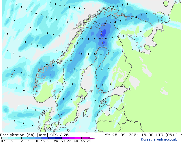 Z500/Rain (+SLP)/Z850 GFS 0.25 mer 25.09.2024 00 UTC