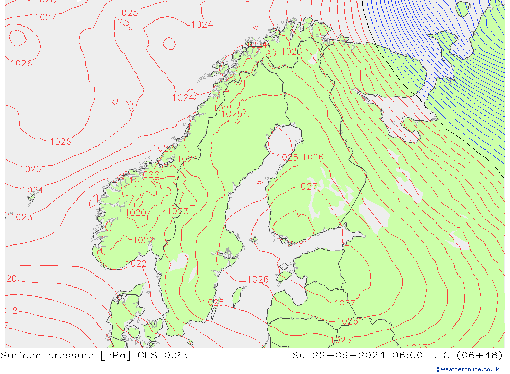 Yer basıncı GFS 0.25 Paz 22.09.2024 06 UTC