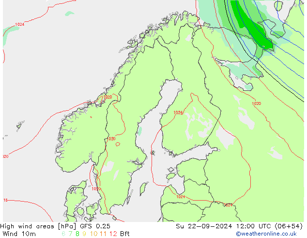 Sturmfelder GFS 0.25 So 22.09.2024 12 UTC