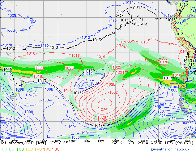 Corriente en chorro GFS 0.25 sáb 21.09.2024 03 UTC