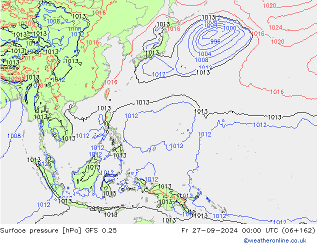 GFS 0.25: Pá 27.09.2024 00 UTC