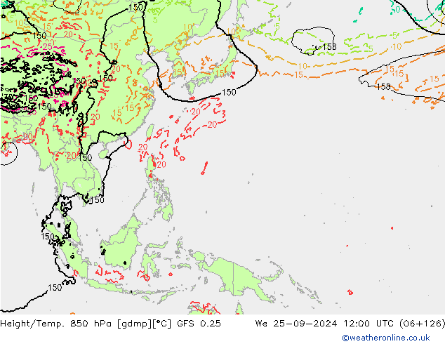 Z500/Rain (+SLP)/Z850 GFS 0.25 śro. 25.09.2024 12 UTC