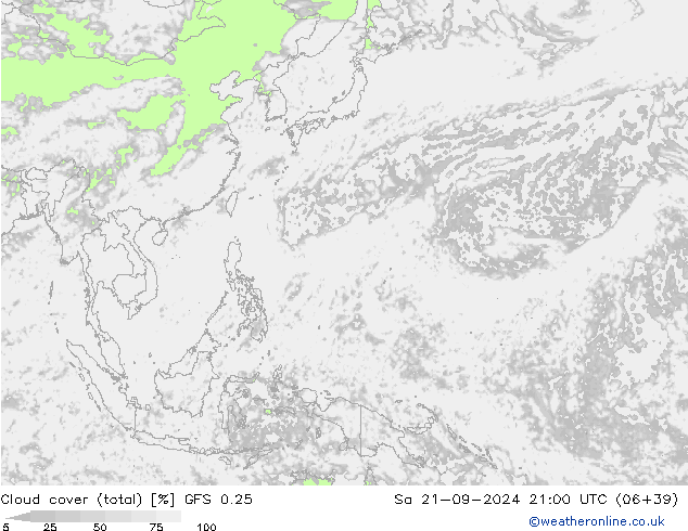 Wolken (gesamt) GFS 0.25 Sa 21.09.2024 21 UTC