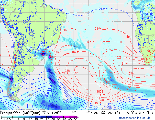 Z500/Rain (+SLP)/Z850 GFS 0.25 Fr 20.09.2024 18 UTC