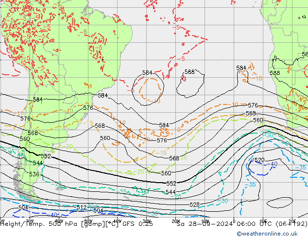 Z500/Yağmur (+YB)/Z850 GFS 0.25 Cts 28.09.2024 06 UTC