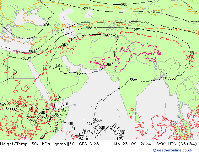 Z500/Rain (+SLP)/Z850 GFS 0.25 Po 23.09.2024 18 UTC