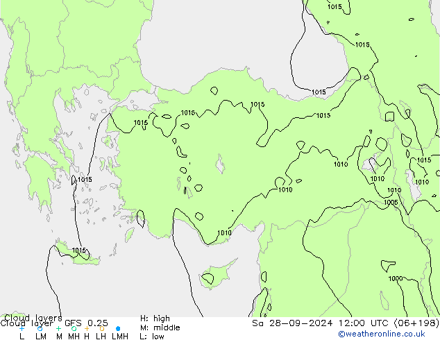 Cloud layer GFS 0.25 Sa 28.09.2024 12 UTC