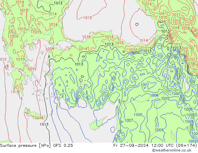 Bodendruck GFS 0.25 Fr 27.09.2024 12 UTC