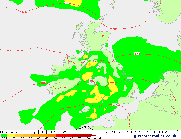 Max. wind velocity GFS 0.25 So 21.09.2024 06 UTC