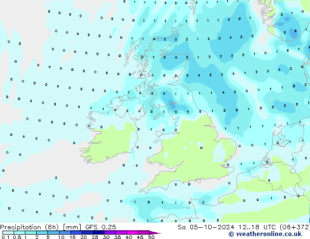 Z500/Yağmur (+YB)/Z850 GFS 0.25 Cts 05.10.2024 18 UTC