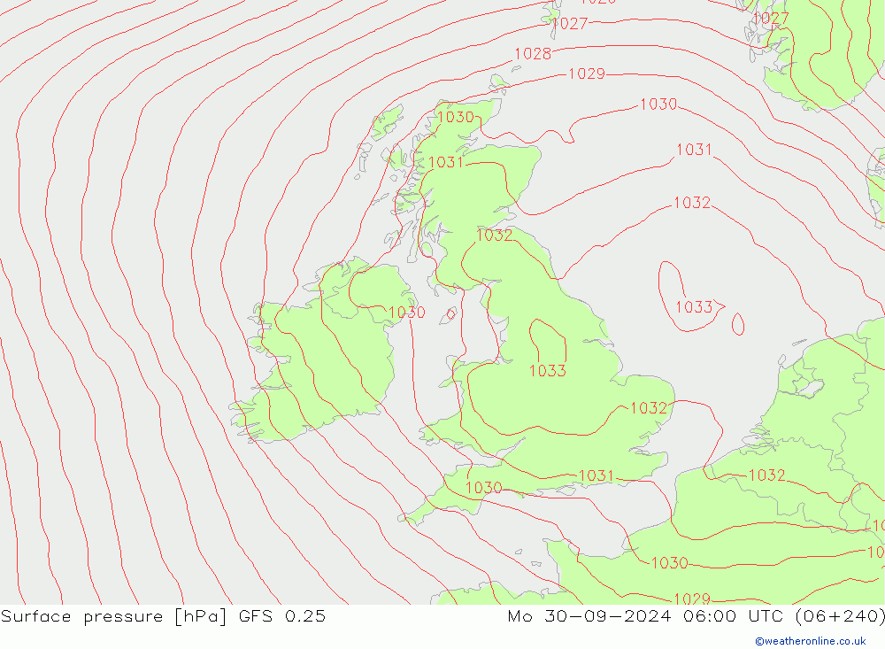 Surface pressure GFS 0.25 Mo 30.09.2024 06 UTC