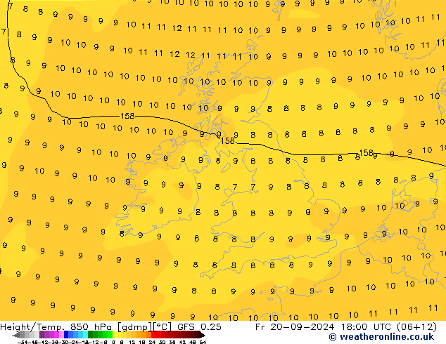 Z500/Rain (+SLP)/Z850 GFS 0.25 vie 20.09.2024 18 UTC