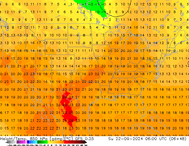 Z500/Rain (+SLP)/Z850 GFS 0.25 Su 22.09.2024 06 UTC