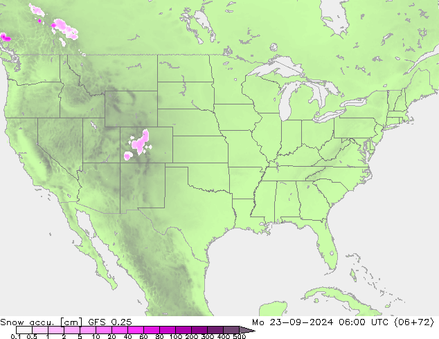 Snow accu. GFS 0.25  23.09.2024 06 UTC