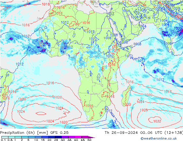 Z500/Yağmur (+YB)/Z850 GFS 0.25 Per 26.09.2024 06 UTC