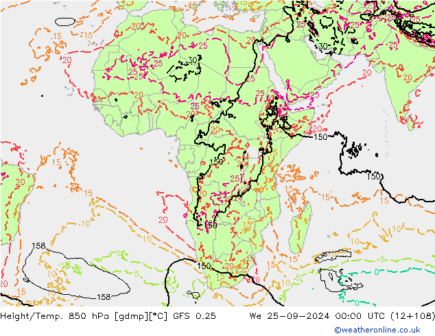 Z500/Regen(+SLP)/Z850 GFS 0.25 wo 25.09.2024 00 UTC