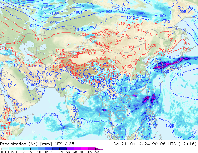 Z500/Rain (+SLP)/Z850 GFS 0.25 Sa 21.09.2024 06 UTC