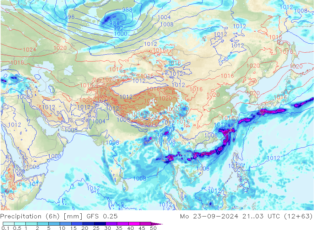 Z500/Rain (+SLP)/Z850 GFS 0.25 Mo 23.09.2024 03 UTC