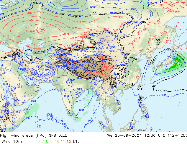 High wind areas GFS 0.25  25.09.2024 12 UTC