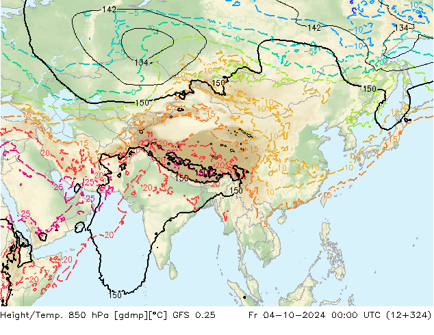 Z500/Rain (+SLP)/Z850 GFS 0.25 Fr 04.10.2024 00 UTC