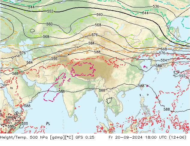 Z500/Regen(+SLP)/Z850 GFS 0.25 vr 20.09.2024 18 UTC