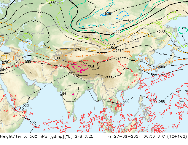 Z500/Rain (+SLP)/Z850 GFS 0.25 Fr 27.09.2024 06 UTC