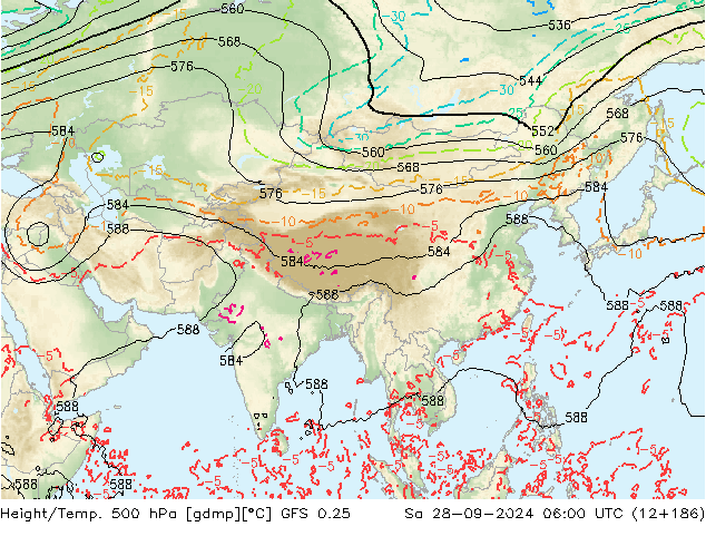 Z500/Rain (+SLP)/Z850 GFS 0.25 Sa 28.09.2024 06 UTC