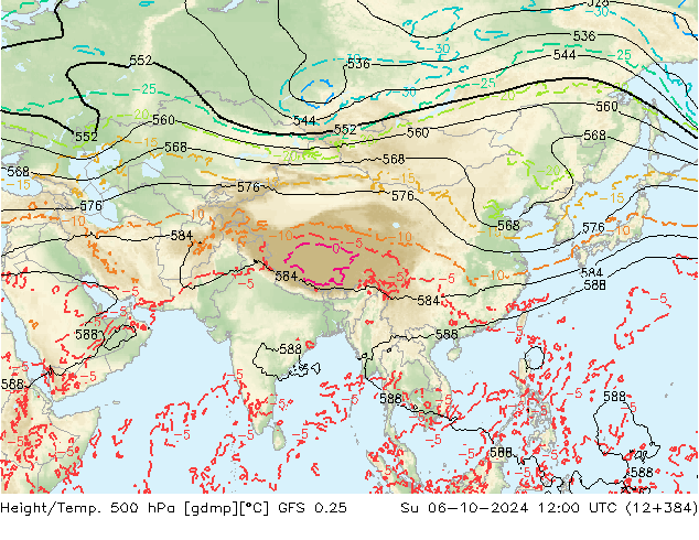 Z500/Rain (+SLP)/Z850 GFS 0.25 Su 06.10.2024 12 UTC