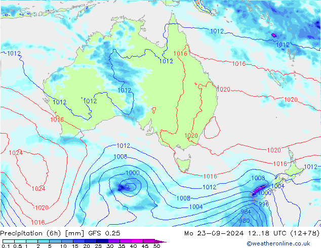 Z500/Yağmur (+YB)/Z850 GFS 0.25 Pzt 23.09.2024 18 UTC