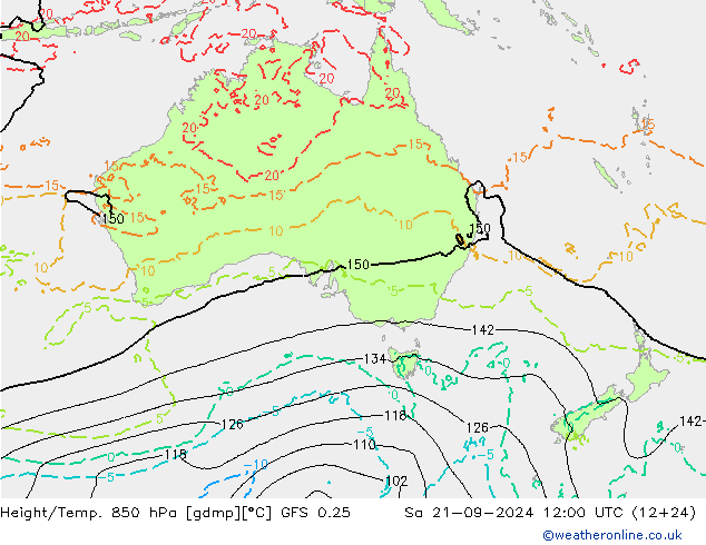 Z500/Rain (+SLP)/Z850 GFS 0.25  21.09.2024 12 UTC