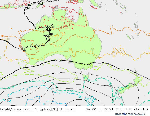 Z500/Rain (+SLP)/Z850 GFS 0.25 Ne 22.09.2024 09 UTC