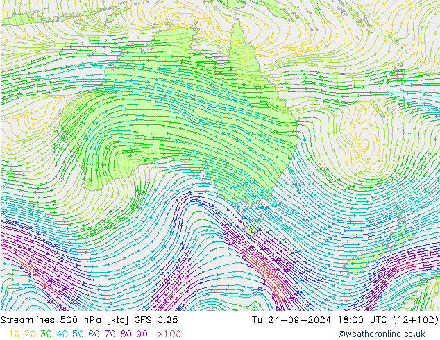  500 hPa GFS 0.25  24.09.2024 18 UTC