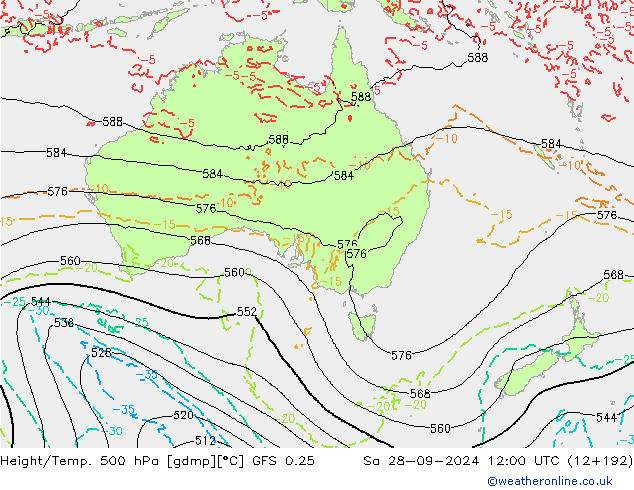 Z500/Yağmur (+YB)/Z850 GFS 0.25 Cts 28.09.2024 12 UTC