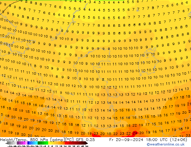 Z500/Yağmur (+YB)/Z850 GFS 0.25 Cu 20.09.2024 18 UTC