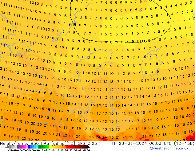 Z500/Rain (+SLP)/Z850 GFS 0.25 Th 26.09.2024 06 UTC