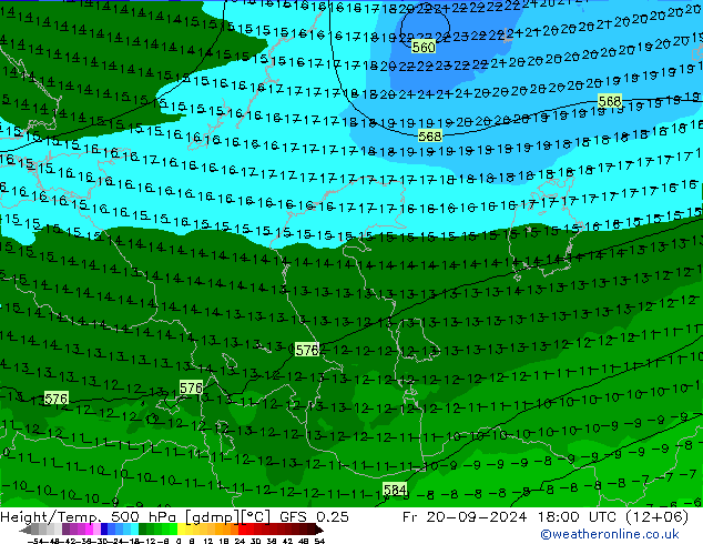 Z500/Rain (+SLP)/Z850 GFS 0.25  20.09.2024 18 UTC