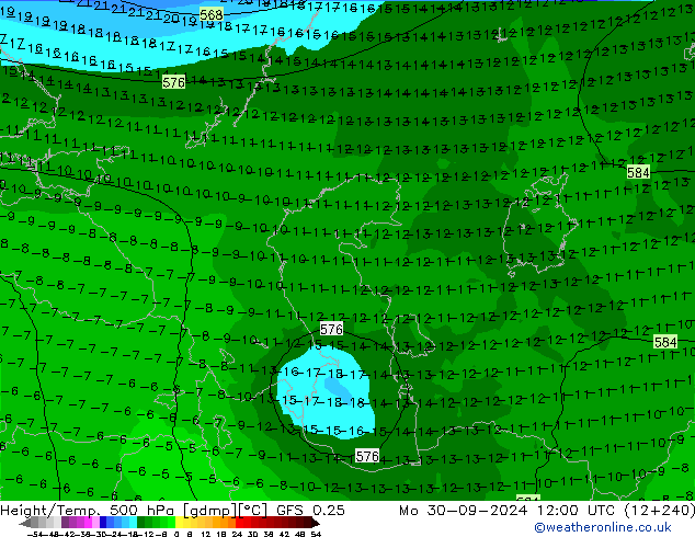 Z500/Rain (+SLP)/Z850 GFS 0.25 ��� 30.09.2024 12 UTC