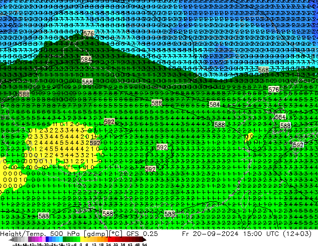 Z500/Rain (+SLP)/Z850 GFS 0.25 星期五 20.09.2024 15 UTC