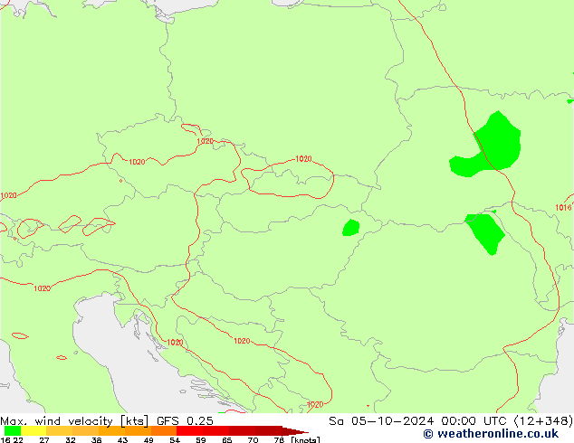 Windböen GFS 0.25 Sa 05.10.2024 00 UTC