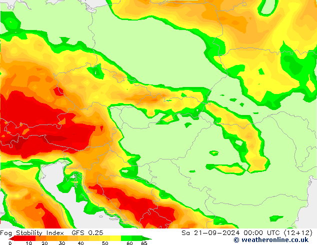 Fog Stability Index GFS 0.25 So 21.09.2024 00 UTC