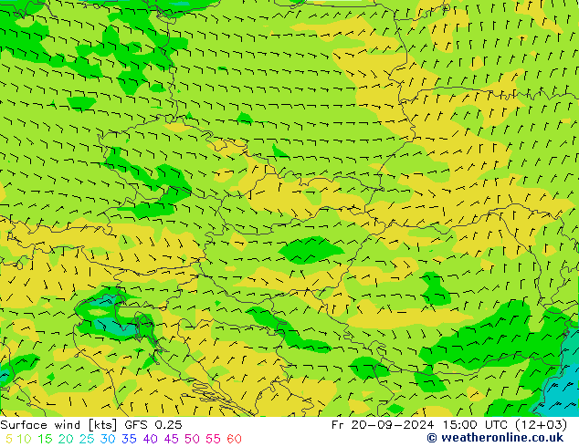 Surface wind GFS 0.25 Pá 20.09.2024 15 UTC