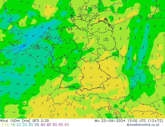 Wind 100m GFS 0.25 ma 23.09.2024 12 UTC