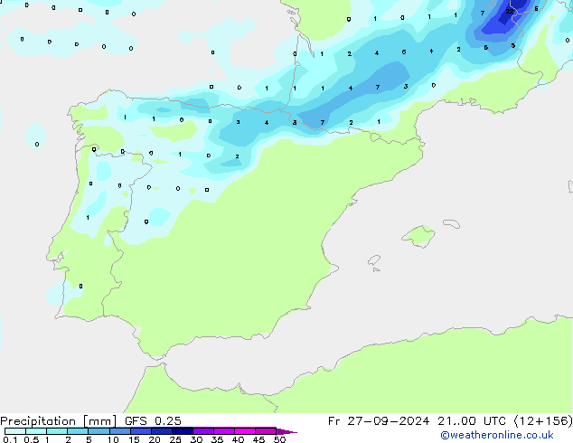 Precipitation GFS 0.25 Fr 27.09.2024 00 UTC