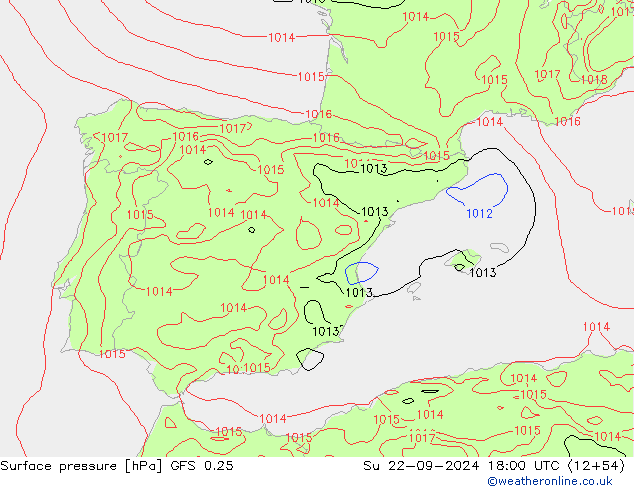 GFS 0.25: zo 22.09.2024 18 UTC