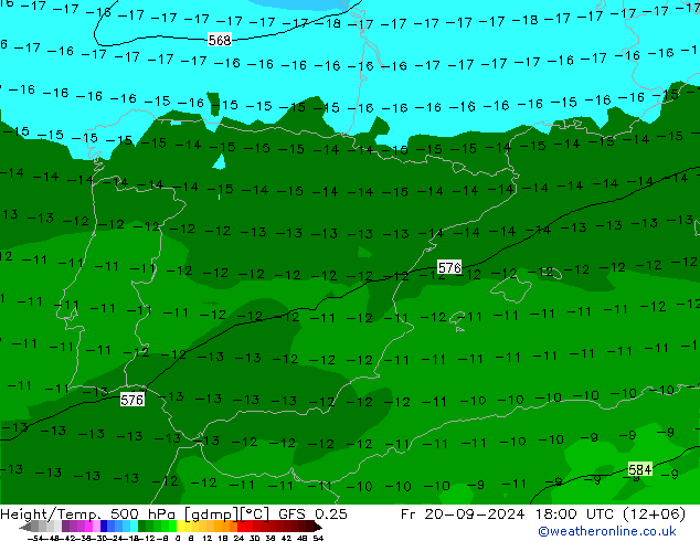 Z500/Yağmur (+YB)/Z850 GFS 0.25 Cu 20.09.2024 18 UTC