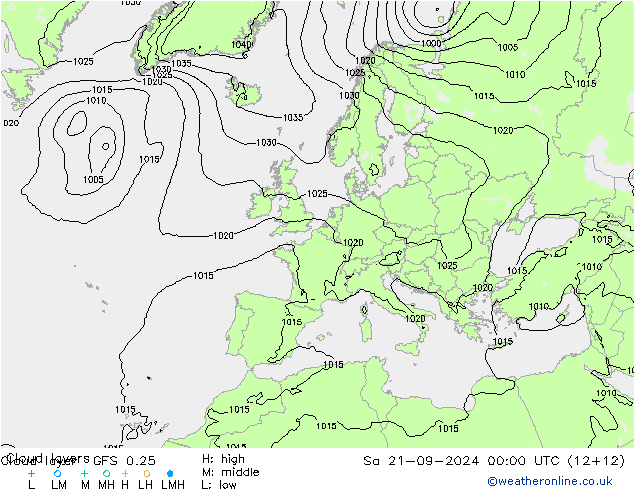 Cloud layer GFS 0.25 sab 21.09.2024 00 UTC