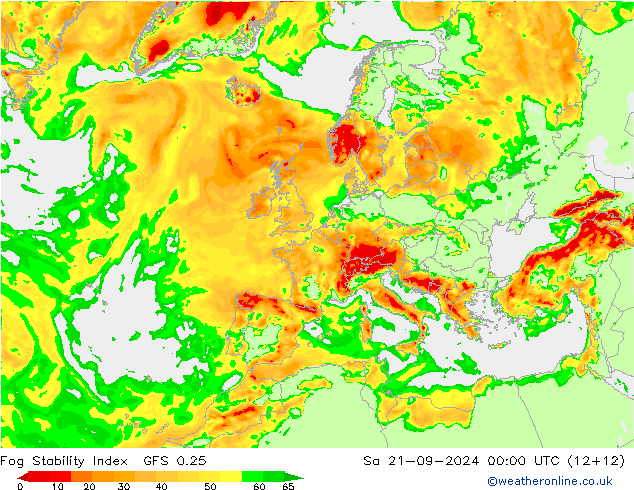 Fog Stability Index GFS 0.25 So 21.09.2024 00 UTC