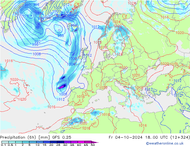 Yağış (6h) GFS 0.25 Cu 04.10.2024 00 UTC