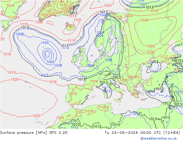 pression de l'air GFS 0.25 mar 24.09.2024 00 UTC