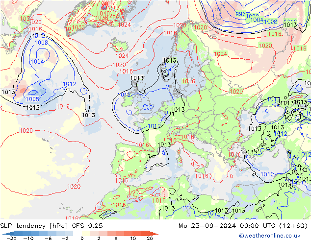 Drucktendenz GFS 0.25 Mo 23.09.2024 00 UTC